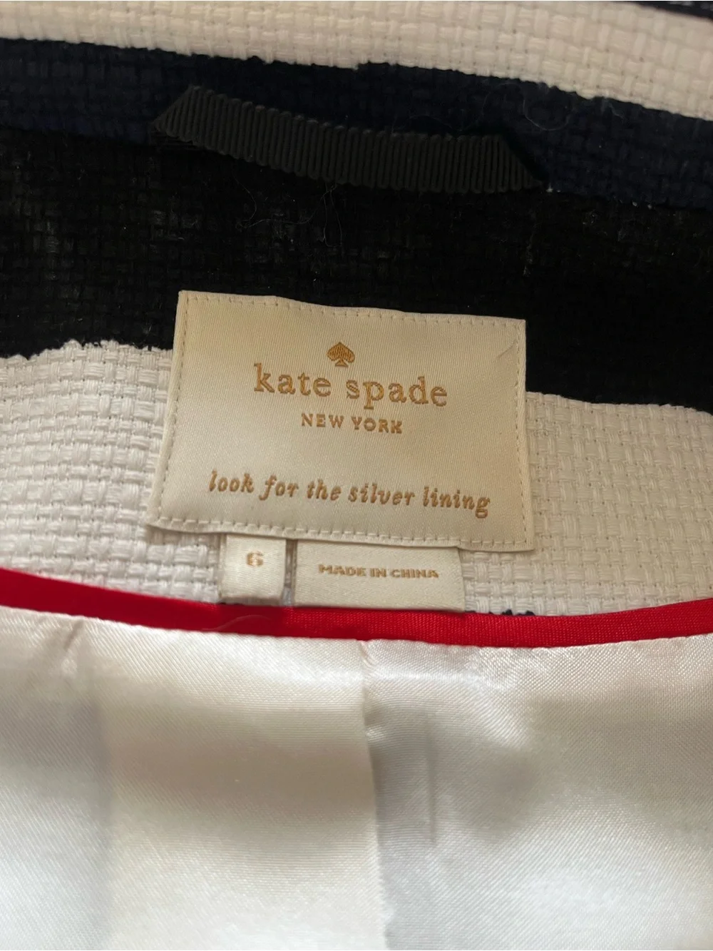 kate spade Navy and White Striped Peplum Blazer